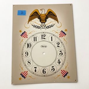 RIDGEWAY GRANDFATHER TALL CLOCK FACE DIAL EAGLE FLAGS PATRIOTIC ENAMEL FINISH D